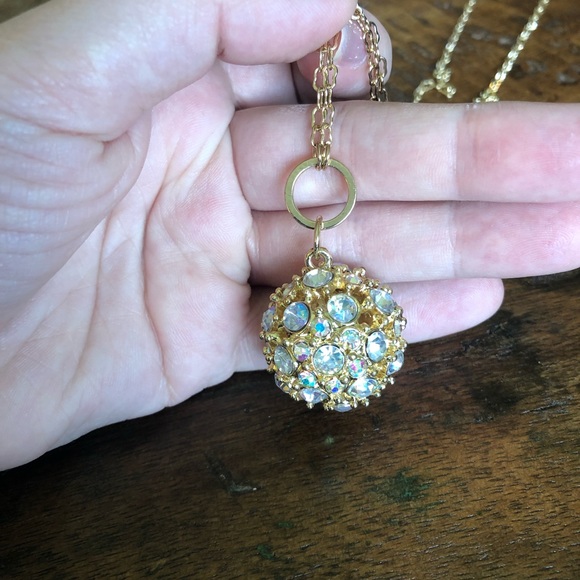 Iridescent Gold and Crystal Long Necklace - Picture 3 of 5